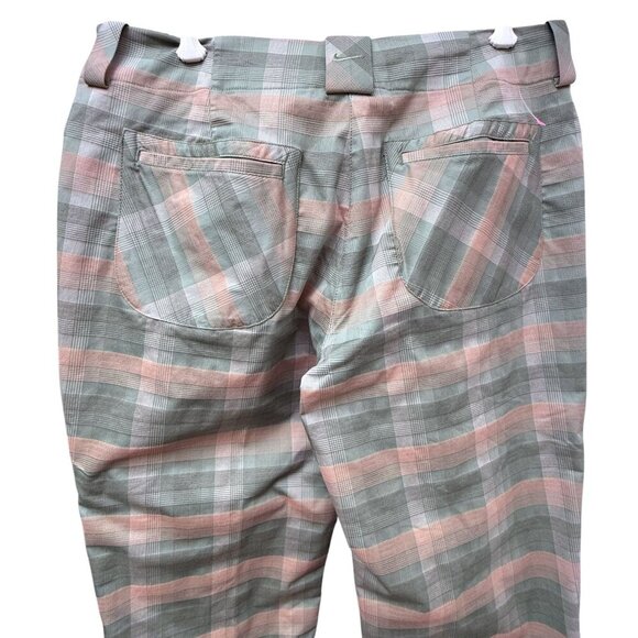 NIKE Golf Womens Pants Size 12 Pastel Green Pink Plaid Capri Sportswear - Picture 3 of 11